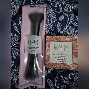 Laura Geller Baked Bronze -n- Brightener in Fair * Dual Ended Bronzer Brush *